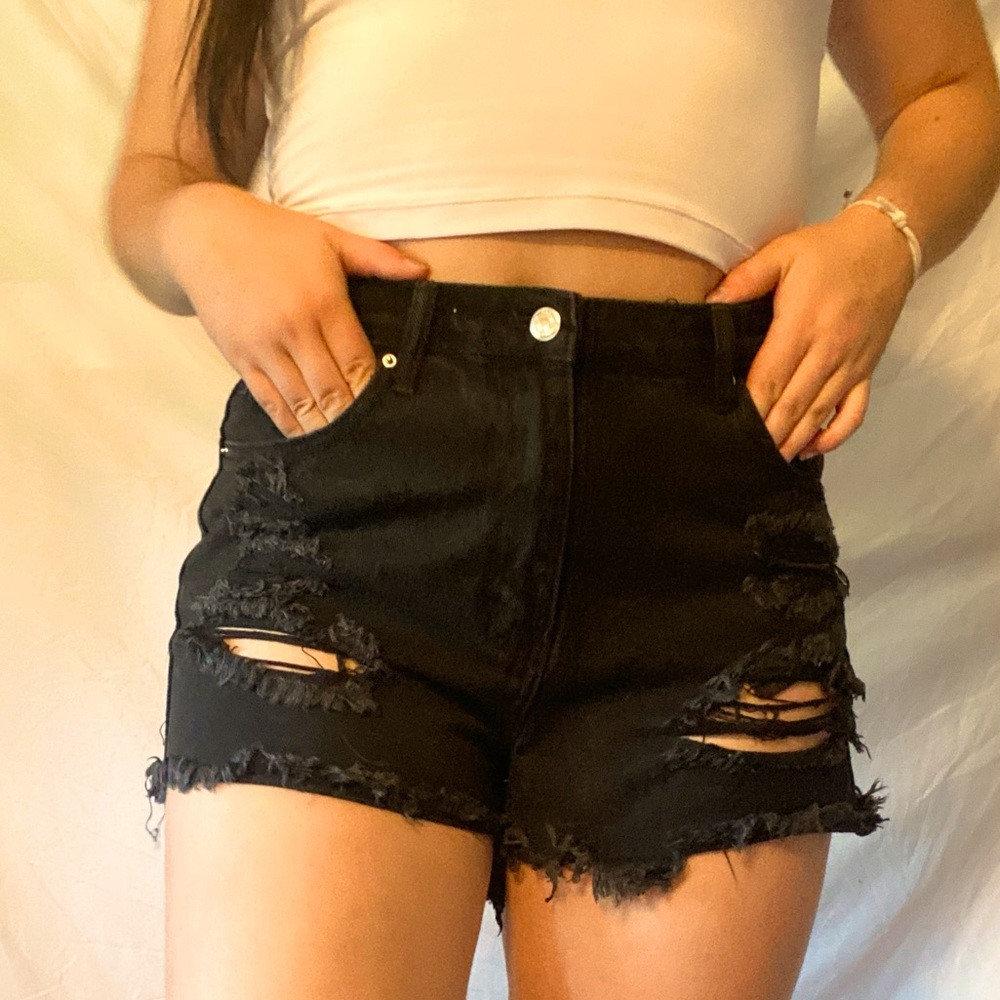 🐈‍⬛Black Distressed Jean Shorts🐈‍⬛